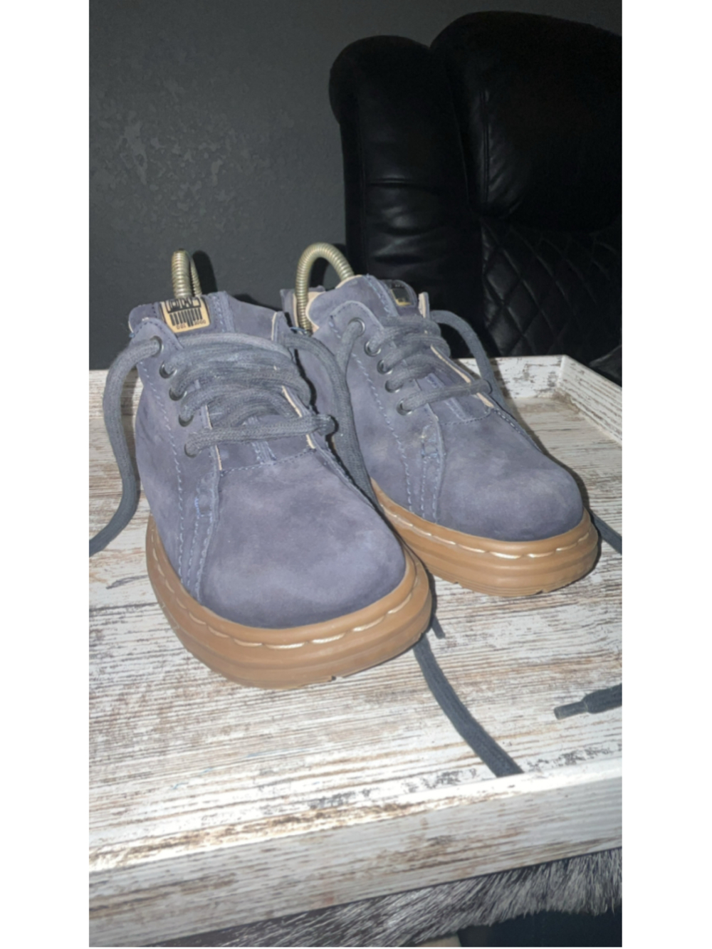 Women's Dr. Martens Suede Lace Up Shoes Blue plz description